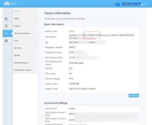 HUAWEI V152 Combo GPONXG PON with FW screenshot of software version screenshot